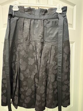 Thakoon Black Petal Jacquard Panel Skirt